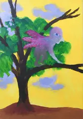 Sweeny the Bird King Acrylic by Ken Kiff, Acrylic on board, sold Jun 2024