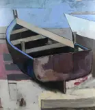 Blue rowing boat Signed and dated Fraser Taylor 88 by Fraser Taylor, Oil on board, sold Jun 2024