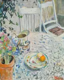 Still life with fruit by Kaffe Fassett, Oil on canvas, sold Jun 2024