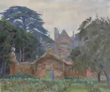 The walled garden at Mapledurham House Signed and dated Lamb 50 by Henry Lamb, Oil on canvas, sold Jun 2024