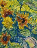 Sunflowers Signed Epstein by Jacob Epstein, Watercolour and bodycolour, sold Jun 2024