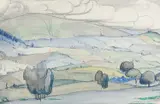 Longridge Fell Signed by Claud Lovat Fraser, watercolour, sold Jun 2024