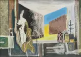 Figures by a window Pencil and by Julius Stafford-Baker, Pencil and watercolour, sold Jun 2024