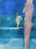 Figures in the sea Signed L Wakefield by Larry Wakefield, Watercolour heightened with bodycolour, sold Jun 2024