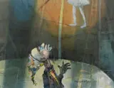 The tightrope walker Signed in Bengali and indistinctly by Shyamal Dutta Ray, Watercolour, sold Jun 2024