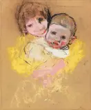 Girl with Baby I by Joan Eardley, pastel on glass paper, sold Apr 2014