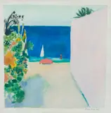 Beach at Circeo by Obe Rsa Rsw Rp Rgi Lld D Univ Alberto Morrocco, watercolour, sold Apr 2014