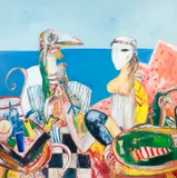 Lovers by the Sea by John Bellany Cbe Ra Hrsa LLD, oil on canvas, sold Apr 2014