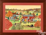 auction scene by Hattie Klapp Brunner, watercolor and gouache, sold Oct 2025