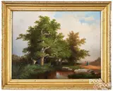 landscape with figures and stream by Reuben Oliver Luckenbach, oil on panel, sold Oct 2025