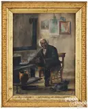 interior with an African American gentleman cooking by William Penny, oil on board, sold Oct 2025