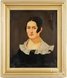portrait of a woman by Alfred J. Wiggin, 1874, oil on canvas, sold Aug 2025