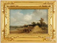 landscape The Post Horses by Alfred Vickers Sr., oil on panel, sold Aug 2025