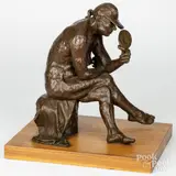 seated female figure with mirror by Sumner Weinbaum, bronze, sold Aug 2025