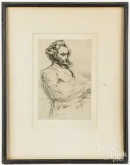with etching Drouet by James Abbott McNeill Whistler, 1859, drypoint, sold Aug 2025