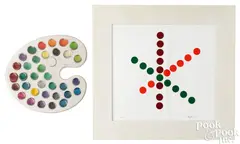 with magnetized surfaces and discs in plastic paint palette Transformable Dialogues #3 by Yaacov Agam, serigraph, sold Jul 2025
