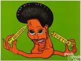 Shicago Justus from the portfolio Conspiracy: The Artist as Witness Portfolio by Peter Saul, 1971, color lithograph, sold Jul 2025