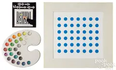 with magnetized surfaces and discs in plastic paint palette Transformable Dialogues #1 by Yaacov Agam, serigraph, sold Jul 2025