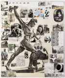 and mixed media on wood by Leonid Sokov, collage, sold Jul 2025