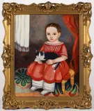 FOLK ART PORTRAIT OF A LITTLE GIRL by Susan Brey, oil on canvas, sold Sep 2026