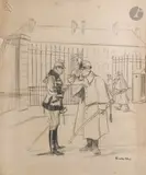 Le Bidard by Ricardo Florès, Crayon noir sur papier contrecollé, sold Jan 2026