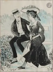 La Déclaration d'amour by Jan Mejan, Encre et aquarelle, sold Jan 2026