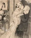L'Étreinte by Paul Iribe, Fusain et rehauts de gouache, sold Jan 2026