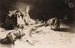 La Mort d'Éros by Václav Hradecký, 1903, Fusain et rehauts de gouache blanche, sold Jan 2026
