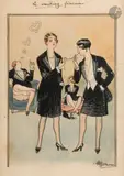 Le Smoking féminin by Albert Guillaume, Encre et aquarelle, sold Jan 2026