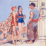 Le Maître-Nageur by Georges Alfred Pavis, vers 1931, Aquarelle, gouache et collage, sold Jan 2026