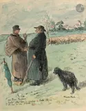 Les Deux Pasteurs by Ricardo Florès, vers 1918, Encre et aquarelle, sold Jan 2026