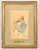 Monsieur prudhomme lisant un journal by Henry Monnier, Aquarelle sur traits de mine de plomb à fond perdu, sold Mar 2026