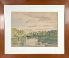 Barques sur un étang by Jean Aufort, Aquarelle et graphite, sold Mar 2026