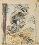 Sacré-Cœur dans un éclatement, esquisse by George Desvallières, Aquarelle gouachée, lavis brun sur traits de crayon noir (Petites taches aux quatre coins, sold Dec 2025