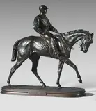 Jockey à cheval, n° 1 ou Vainqueur du Derby by Pierre-Jules Mêne, 1863, Épreuve en bronze patiné, sold Nov 2024