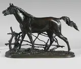 Cheval à la barrière, n°1, Djinn étalon barbe by Pierre-Jules Mêne, 1846, Épreuve en bronze patiné, sold Nov 2024