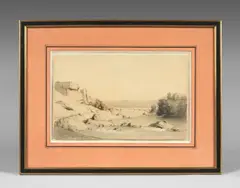 Paysage au pont by Émile Lambinet, 1840, Encre, lavis et rehauts de gouache blanche, sold Jun 2024