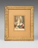 Couple dans un intérieur by Alfred Johannot, Aquarelle signée et datée en bas à gauche, sold Jun 2024