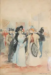 Soirée mondaine by Henry Somm, Aquarelle, sold Oct 2025