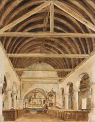 Intérieur d'église by Adrien Dauzats, Aquarelle, sold Oct 2025