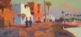 Paysage animé en Egypte by Jean-Louis Paguenaud, 1914, Gouache, sold Oct 2025