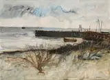 L'entrée du port de Dunkerque by Arthur Van Hecke, Aquarelle sur papier, sold Oct 2025