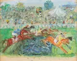 Course hippique by Kostia Terechkovitch, 1969, Aquarelle gouachée, sold Oct 2025