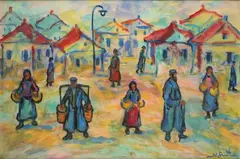 Les porteurs d'eau by Nathan Gutman, Gouache, sold Oct 2025