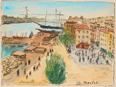 Le port de Marseille by Élisée Maclet, Aquarelle, sold Oct 2025