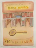 Riapertura del Teatro Olimpico Vicenza Maquette originale pour l'affiche éditée pour la réouverture du Teatro Olimpico de Vincence en septembre 1987 by Jean-Michel Folon, Aquarelle, légendée et signée en bas à droite, sold Oct 2025