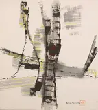 Composition by Shu Tanaka, Encre et aquarelle sur carton, sold Oct 2025