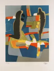 Face à face " by Maurice Estève, 1968, Lithographie en couleurs, sold Oct 2025