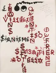Signismes-Ecriture de Perec 23/11/2011 by Jacques de la Villeglé, Gouache sur papier, sold Oct 2025