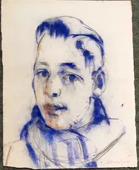 Portrait de jeune homme by Vasyl Khmeluk, Crayon et pastel, sold Sep 2025